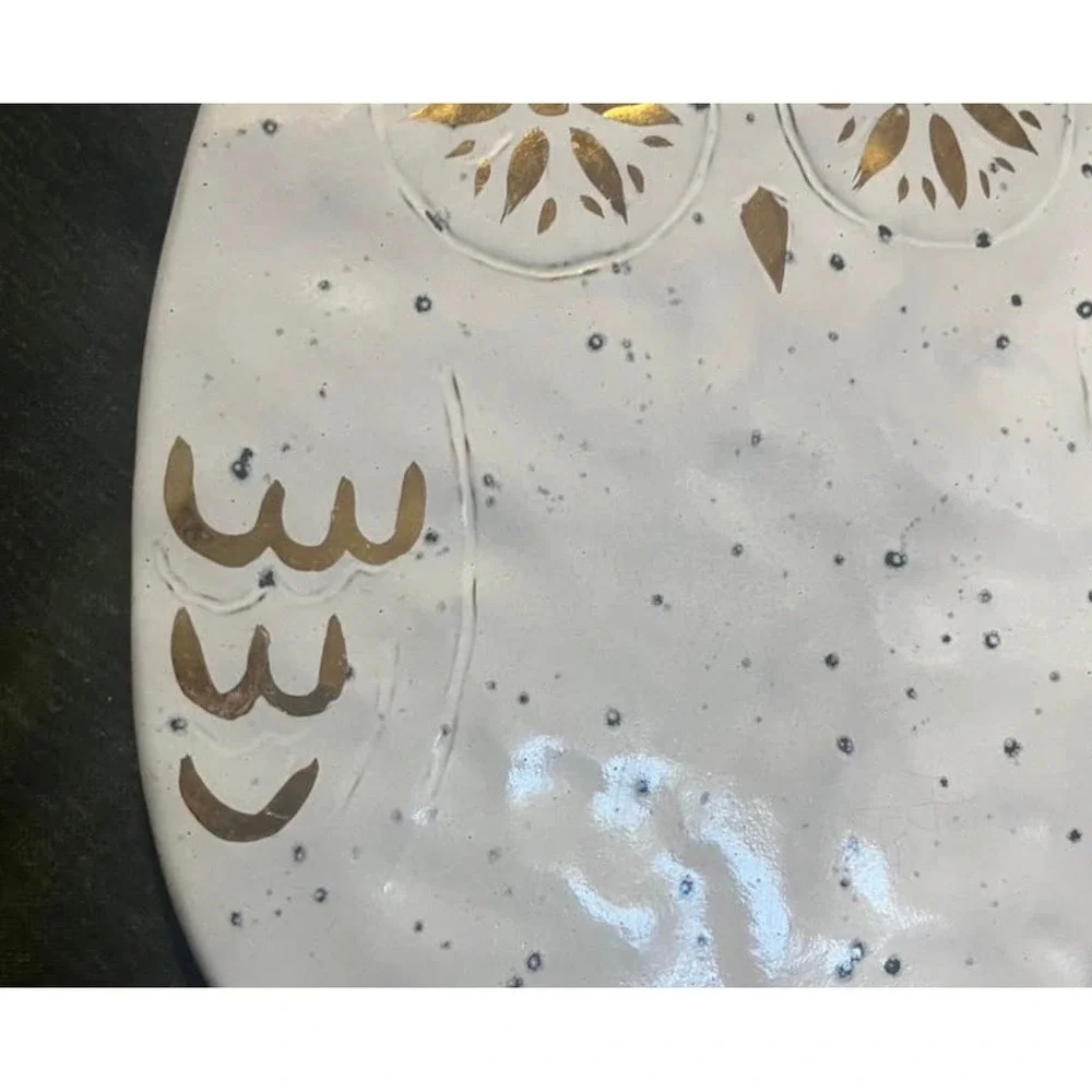 Anthropologie Lg Owl‎ Portugal Pottery trivet Charcuterie platter decor Rare!